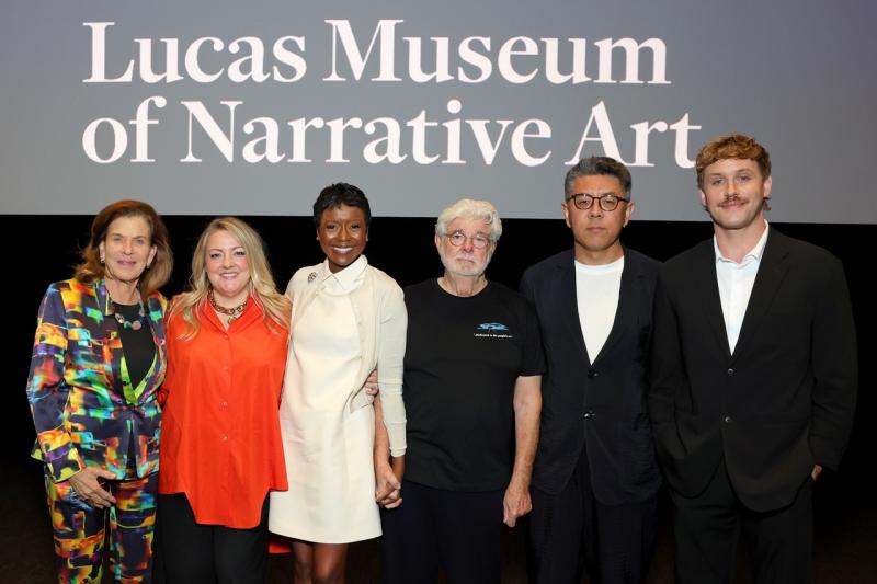 Mia Lehrer, Studio-MLA主席, Tracey Bates, 卢卡斯叙事艺术博物馆CEO, Mellody Hobson, George Lucas,卢卡斯叙事艺术博物馆创始人, 马岩松, MAD建筑事务所创始人, Ryan Linkof, 博物馆电影项目负责人_Chris Pizzello - .jpeg